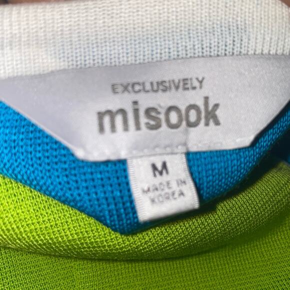 Exclusively Misook Blue Green Colorblock Long Sleeve Cardigan Sweater Size M - Picture 9 of 10